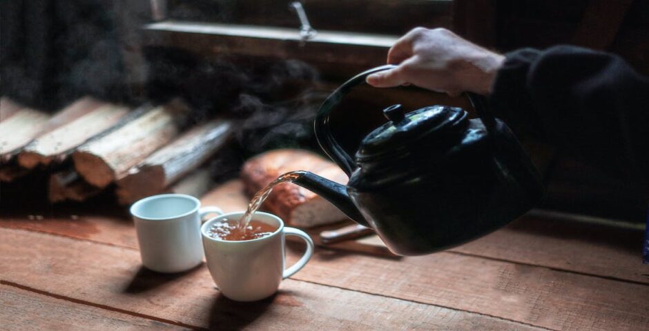 Pouring hot tea