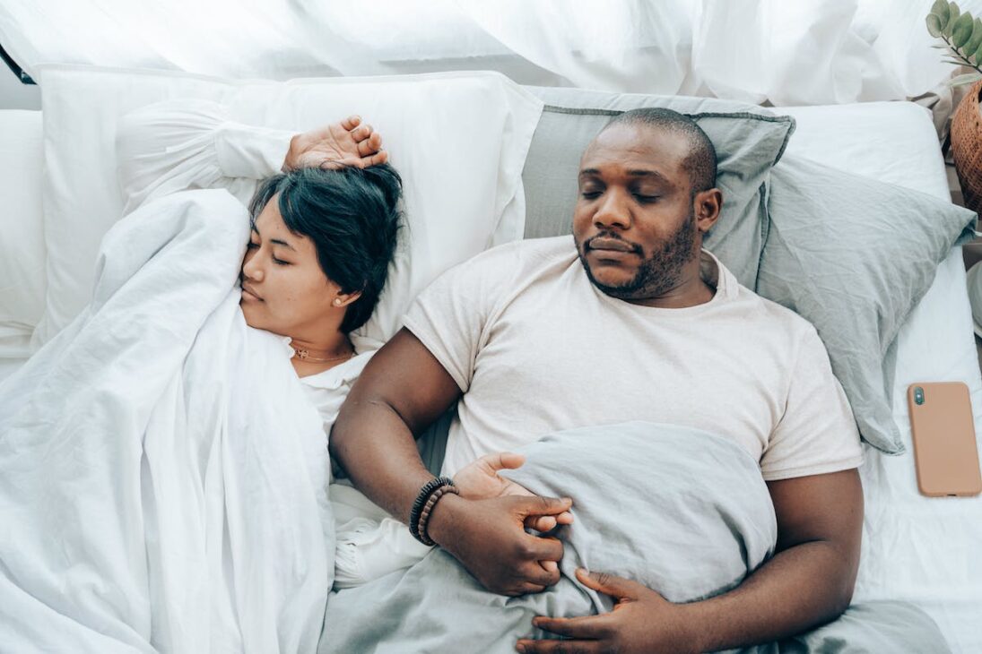 A couple reaping the benefits of CBD when it comes to their sleep routine. 