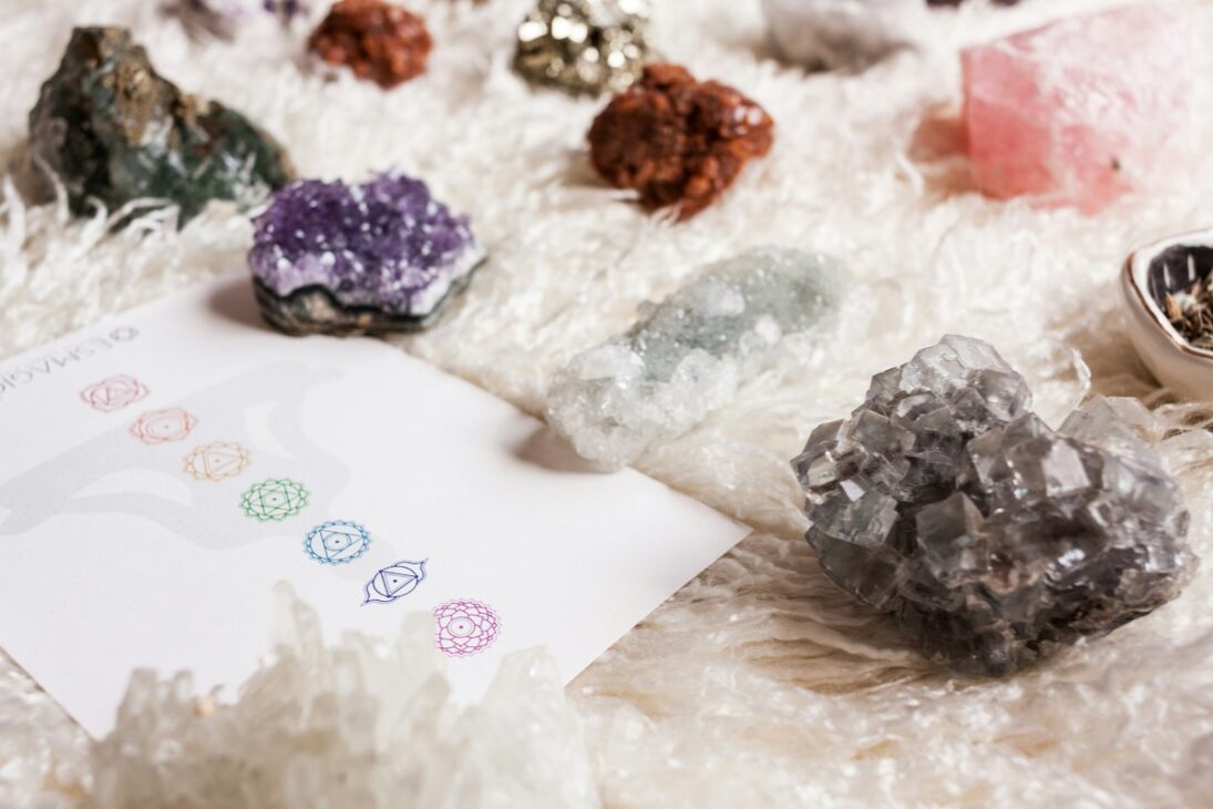 Crystals representing chakras in the body 
